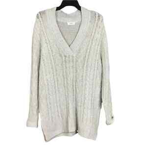 Cloth By Design Women Small Pullover Sweater Cream V-Neck Oversized Stretch